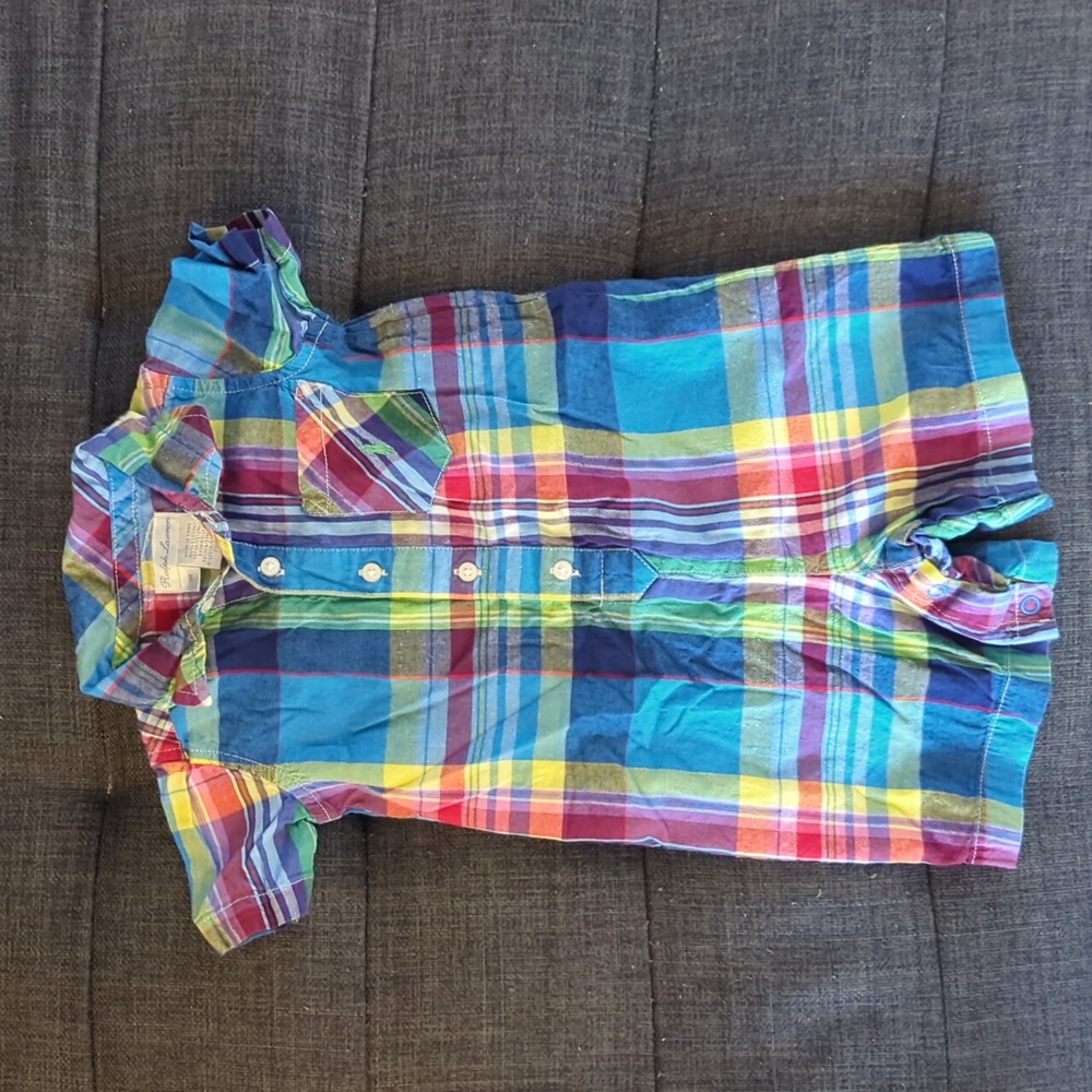 Ralph Lauren plaid cotton baby romper